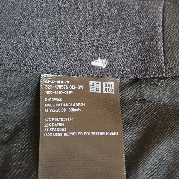 Uniqlo M Smart Ankle Black Pants Wool Like Waist 30-33" M - Picture 5 of 11